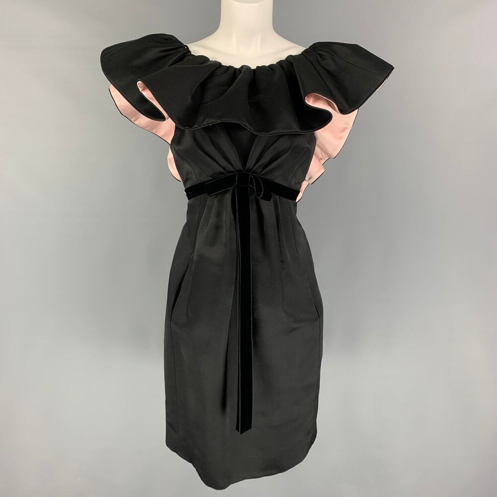 MARC JACOBS RUNWAY Size 6 Black Silk Pale Pink Low Back Dress